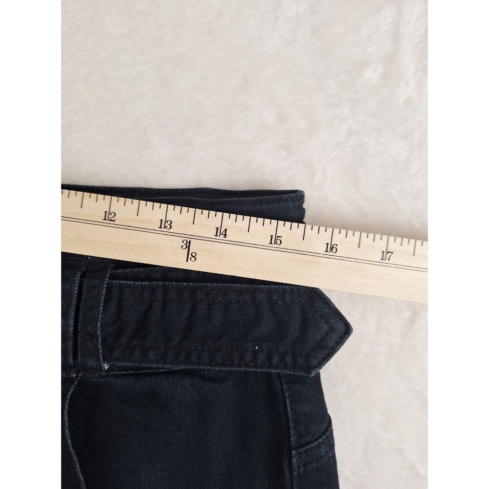 Mitzi Michel Button Front Jeans Juniors 15 Flare Black High Rise Belted 30x33 - Picture 4 of 11
